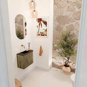 Mondiaz Joya 50cm toiletmeubel ronding rechts dusk met wastafel faye links zonder kraangat urban