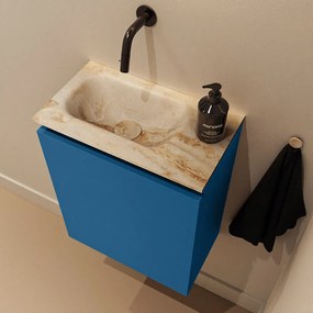 Mondiaz Ture DLux toiletmeubel 40cm jeans met wastafel frappe links zonder kraangat