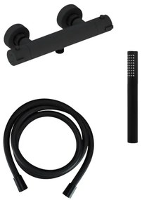 Adema Calypte thermostatische douchekraan met staafhanddouche zwart mat sw110885/sw158727/sw377839/