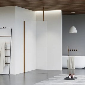 Fortifura Galeria inloopdouche - 80x200cm - helder glas - plafondarm - Geborsteld koper PVD (Koper) SW797914/SW876702/SW876705