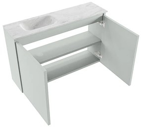 Mondiaz Ture DLux toiletmeubel 80cm greey met wastafel opalo links met kraangat