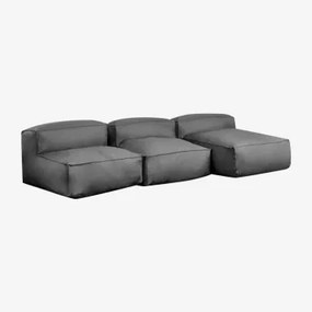 Dojans 3-delige Modulaire Chaise Longue Bank Voor Tuin Gris Granito - Sklum