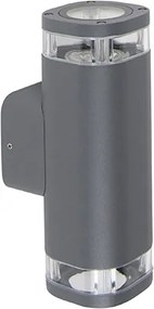 Moderne buitenwandlamp vierkant 2-lichts donker grijs - Fox