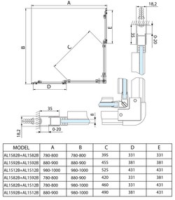 Polysan Altis douchecabine 100x80cm mat zwart