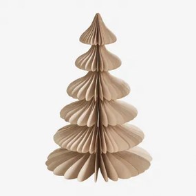 Pack Van 2 Kerstbomen Van Papier Navira Beige Linnen Met Gouden Rand & ↑30 Cm - Sklum