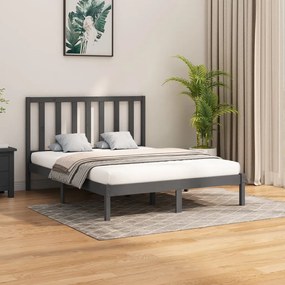 vidaXL Bedframe massief hout grijs 150x200 cm 5FT King Size