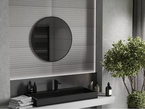 Mexen Loft ronde badkamerspiegel 70 cm, zwarte lijst - 9850-070-070-000-70