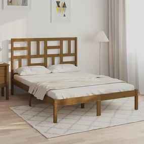 vidaXL Bedframe massief hout honingbruin 135x190 cm 4FT6 Double