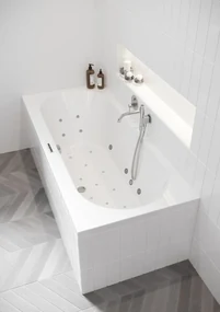 Riho Carolina bubbelbad 180x80cm wit glans met touchbediening, 6 + 4 + 2 hydrojets en 11 aerojets