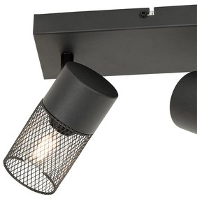Industriële Spot / Opbouwspot / Plafondspot zwart 2-lichts verstelbaar - Jim Industriele / Industrie / Industrial E14 Binnenverlichting Lamp
