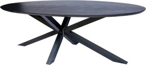 Eettafelblad ovaal eiken fineer zwart - 240 x 120 x 4 cm