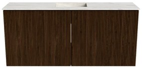 Mondiaz Joya DLux 90cm toiletmeubel walnut met wastafel faye midden zonder kraangat ostra