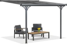 Polycarbonaat terrasoverkapping Nevada 2,55 x 3,14 m CoverTech antraciet