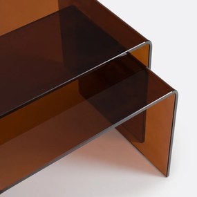 Set van 2 mimi tafels in gehard glas, Joan