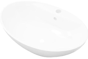 vidaXL 140678 Luxury Ceramic Basin Oval with Overflow and Faucet Hole