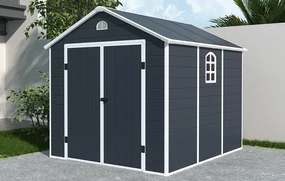 Bergen kunststof gereedschapshuisje 2,4 x 2,8 m CoverTech antraciet