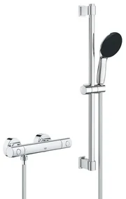 GROHE Precision Get QuickFix Doucheset - thermostatische douchekraan - met glijstangset - 60cm - ronde handdouche - 1 straalsoort - gladde doucheslang - chroom 34856000