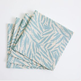 Set van 4 bedrukte katoenen voile servetten, LEAN