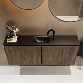 Mondiaz Ture 120cm toiletmeubel dark brown met wastafel urban midden 1 kraangat