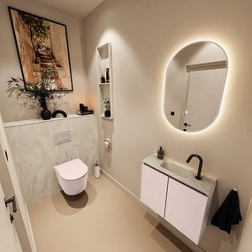 Mondiaz Ture DLux toiletmeubel 60cm rosee met wastafel ostra midden met kraangat