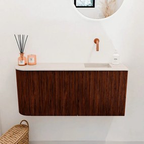Mondiaz Joya DLux 90cm toiletmeubel ronding links ruby met wastafel faye rechts zonder kraangat meli