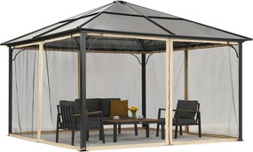 Moderne tuinprieel Santiago 4x4 m met klamboe Garden Point beige