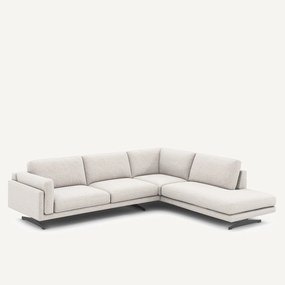 Hoekbank met longchair, in gespikkeld canvas, CÉSAR