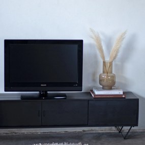 Tv-meubel Ubud Zwart 200cm  - Mangohout/Metaal - Giga Meubel - Industrieel & robuust