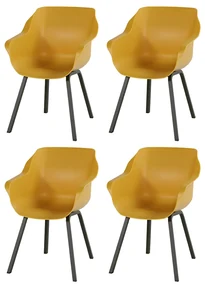 Set van 4 - Hartman Sophie Element dining armstoel - Curry yellow