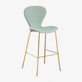 Uit Gestoffeerde Hoge Kruk Celadon & ↑75 Cm & Goud - Sklum