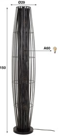 Staande Vloerlamp Zwart Metaal 150 Cm