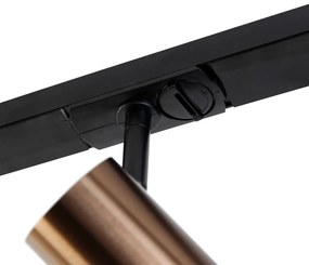 1-fase railsysteem donkerbrons met 4 spots en I voeding vierkant - Jeana