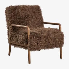 Set Van 2 Fauteuils Van Rubberhout Maylene Donkerbruin Synthetisch Haar - Sklum
