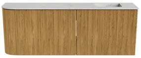 Mondiaz Joya DLux 110cm toiletmeubel ronding links oak met wastafel faye rechts zonder kraangat opalo