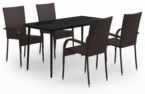 vidaXL 5-delige Tuinset bruin en zwart