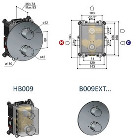 Hotbath Cobber inbouw thermostaat afbouwdeel geborsteld nikkel