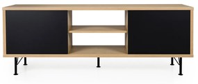 Tenzo Flow Tv-meubel Eiken Mat Zwart - 164x44x60cm.