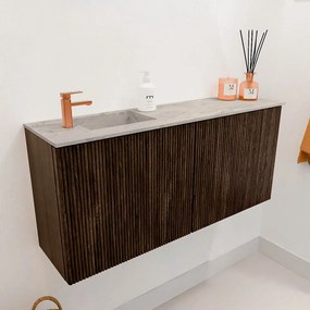 Mondiaz Joya DLux 90cm toiletmeubel walnut met wastafel faye links 1 kraangat glace