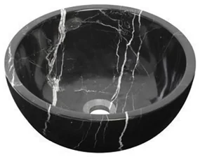 Plieger Round waskom - 38x38x13.6cm - marmer zwart washbasin 38 marble black