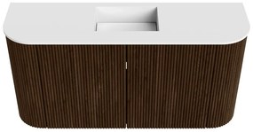 Mondiaz Joya 85cm toiletmeubel ronding links/rechts walnut met wastafel faye midden zonder kraangat talc