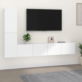 vidaXL 4-delige Tv-meubelset bewerkt hout wit
