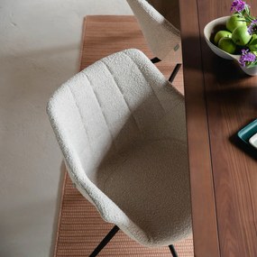Zuiver Doulton Swivel Design Eetkamerstoel Draaibaar Wit Boucle