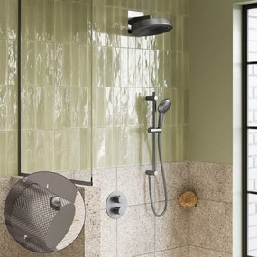 Saniclear Evolution Curved inbouw regendouche rond met glijstang en 2 standen handdouche RVS
