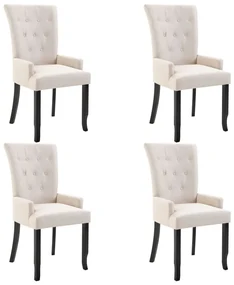 vidaXL Eetkamerstoelen 4 st met armleuningen stof beige