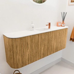 Mondiaz Joya 115cm toiletmeubel ronding links/rechts oak met wastafel faye midden 1 kraangat talc