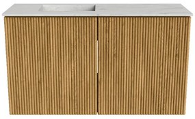 Mondiaz Joya DLux 70cm toiletmeubel oak met wastafel faye links 1 kraangat opalo