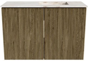 Mondiaz Joya DLux 60cm toiletmeubel dusk met wastafel faye rechts 1 kraangat frappe