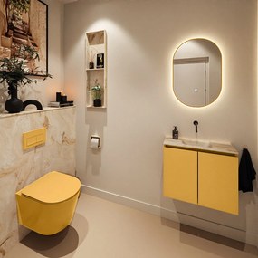 Mondiaz Ture DLux toiletmeubel 60cm ocher met wastafel frappe midden zonder kraangat