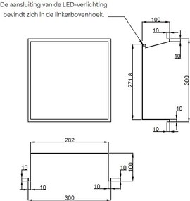 Hotbath &More inbouwnis met verlichting 30x30x10cm tuscan bronze