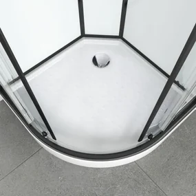 Saniclear Elite complete douchecabine kwartrond 90x90cm mat zwarte profielen